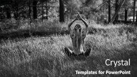  Presentation with black female - PPT layouts having yoga-female-on-a-picturesque background and a dark gray colored foreground