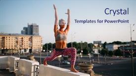  Presentation with training - Amazing slide set having yoga fitnes training woman meditating backdrop and a lemonade colored foreground