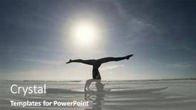  Presentation with yoga - Beautiful presentation theme featuring yoga-headstand-variation-sea-background backdrop and a gray colored foreground