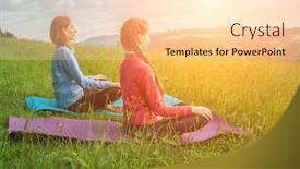  Presentation with good teamwork - Cool new slide set with yoga-in-nature-fresh-air backdrop and a lemonade colored foreground