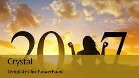  Presentation with new baby girl - Theme enhanced with yoga in the new year background and a gold colored foreground