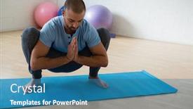  Presentation with yoga - Cool new presentation theme with yoga-instructor-practicing-garland-pose backdrop and a teal colored foreground