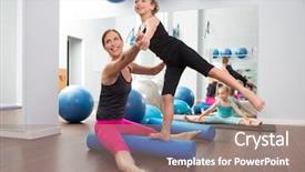  Presentation with aerobics - Beautiful slides featuring yoga kids - aerobics woman personal trainer backdrop and a gray colored foreground