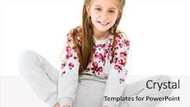 Presentation with stretch - Presentation theme consisting of yoga kids - beautiful teenage girl do seated background and a light gray colored foreground