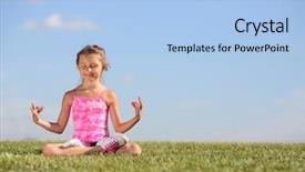  Presentation with happy kids - Colorful presentation enhanced with yoga kids - happy little girl meditates backdrop and a light blue colored foreground