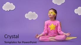  Presentation with ultra - PPT theme enhanced with yoga kids - little child is playing superhero background and a light blue colored foreground
