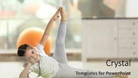  Presentation with yoga kids - Audience pleasing PPT layouts consisting of yoga kids - little cute girl stretching herself backdrop and a mint green colored foreground