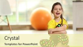  Presentation with yoga kids - Theme having yoga kids - little funny girl sitting background and a blonde colored foreground