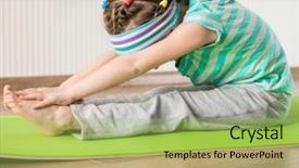  Presentation with fitness - Cool new slide set with yoga kids - smiling girl with the fitness backdrop and a yellow colored foreground