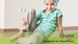  Presentation with yoga kids - Audience pleasing presentation theme consisting of yoga kids - smiling girl with the fitness backdrop and a yellow colored foreground