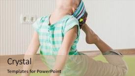  Presentation with yoga kids - Presentation theme featuring yoga kids - smiling girl with the fitness background and a coral colored foreground