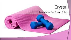  Presentation with yoga - PPT layouts featuring yoga mat and dumbbells isolated background and a white colored foreground