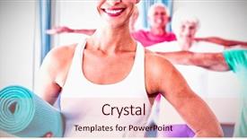  Presentation with yoga - Audience pleasing PPT layouts consisting of portrait of instructor holding yoga backdrop and a coral colored foreground