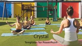  Presentation with trainer - Amazing presentation theme having yoga mat in school backdrop and a gold colored foreground