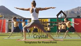  Presentation with trainer - Audience pleasing presentation theme consisting of yoga mat in school backdrop and a yellow colored foreground