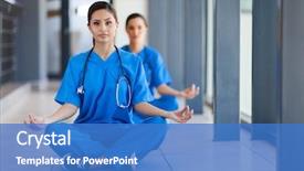  Presentation with healthcare workers - Amazing presentation having yoga medical - two young healthcare workers meditation backdrop and a teal colored foreground