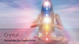  Presentation with chakra - Slide deck with yoga-meditation-outdoors-glowing-seven and a coral colored foreground