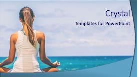  Presentation with positive attitude - Audience pleasing theme consisting of yoga meditation wellness woman meditating backdrop and a sky blue colored foreground