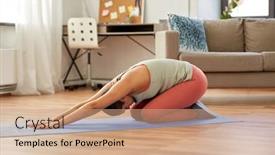  Presentation with healthy lifestyle - PPT theme featuring yoga-mindfulness-and-healthy-lifestyle background and a coral colored foreground