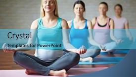  Presentation with yoga - Slide deck consisting of yoga on mats background and a teal colored foreground