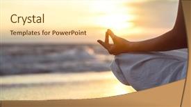  Presentation with yoga - PPT layouts consisting of yoga on the beach background and a cream colored foreground