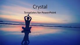  Presentation with ocean - PPT theme featuring yoga on the ocean side background and a teal colored foreground