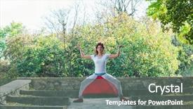  Presentation with yoga - Presentation design enhanced with yoga outdoor autumn day goddess background and a dark gray colored foreground