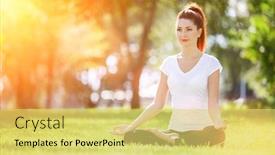  Presentation with mother doing yoga kids - Slide deck consisting of yoga outdoor happy woman doing background and a yellow colored foreground