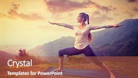  Presentation with warrior woman - Slides featuring yoga outdoors - sporty fit woman background and a red colored foreground