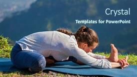  Presentation with outdoors - Slide deck having yoga-outdoors-woman-doing-ashtanga background and a ocean colored foreground