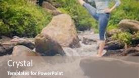  Presentation with waterfall woman - Slides featuring yoga-outdoors-woman-doing-ashtanga background and a gray colored foreground