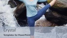  Presentation with waterfall woman - Colorful theme enhanced with yoga-outdoors-woman-doing-ashtanga backdrop and a light blue colored foreground