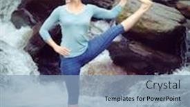  Presentation with waterfall woman - Cool new PPT layouts with yoga-outdoors-woman-doing-ashtanga backdrop and a light blue colored foreground
