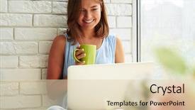  Presentation with smiling little girl - PPT theme featuring yoga pose and searching something background and a  colored foreground