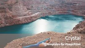  Presentation with blue mountain - Audience pleasing presentation theme consisting of yoga pose on mountain hill backdrop and a  colored foreground