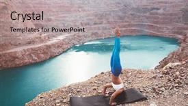  Presentation with blue mountain - Cool new presentation with yoga pose on mountain hill backdrop and a  colored foreground
