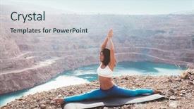  Presentation with blue mountain - Presentation theme enhanced with yoga pose on mountain hill background and a  colored foreground