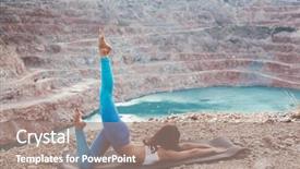  Presentation with blue calming - Colorful PPT theme enhanced with yoga pose on mountain hill backdrop and a  colored foreground