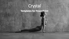  Presentation with physical fitness test - Amazing presentation theme having yoga poses - young beautiful fitness female posing backdrop and a  colored foreground