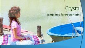  Presentation with magnolia - Slide deck with flowers spiritual - young woman sit background and a soft green colored foreground