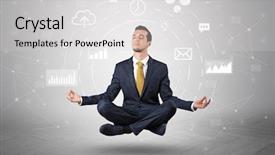  Presentation with circulation - Beautiful slides featuring yoga position with data backdrop and a light gray colored foreground