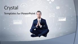  Presentation with circulation - Audience pleasing PPT theme consisting of yoga position with data backdrop and a sky blue colored foreground