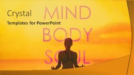  Presentation with mind body - PPT theme with yoga-poster-with-title-written background and a yellow colored foreground