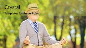  Presentation with sea green ribbon ovarian cancer - Colorful presentation theme enhanced with meditating seated on a green backdrop and a yellow colored foreground