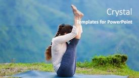  Presentation with stretch - Audience pleasing PPT theme consisting of yoga-sporty-fit-woman-practices backdrop and a light blue colored foreground