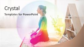  Presentation with healthy lifestyle - Presentation design having yoga studio over rainbow aura background and a pink colored foreground