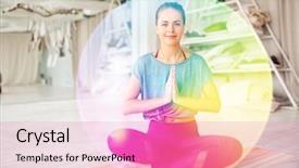  Presentation with healthy lifestyle - Presentation theme with yoga studio over rainbow aura background and a coral colored foreground