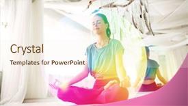  Presentation with healthy lifestyle - Presentation theme featuring yoga studio over rainbow background and a cream colored foreground