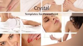  Presentation with treatment - Colorful slide set enhanced with yoga theraphy - attractive lady getting spa treatment backdrop and a lemonade colored foreground