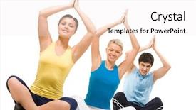  Presentation with brighter group - Slide deck enhanced with yoga theraphy - photo of meditating group sitting background and a sky blue colored foreground